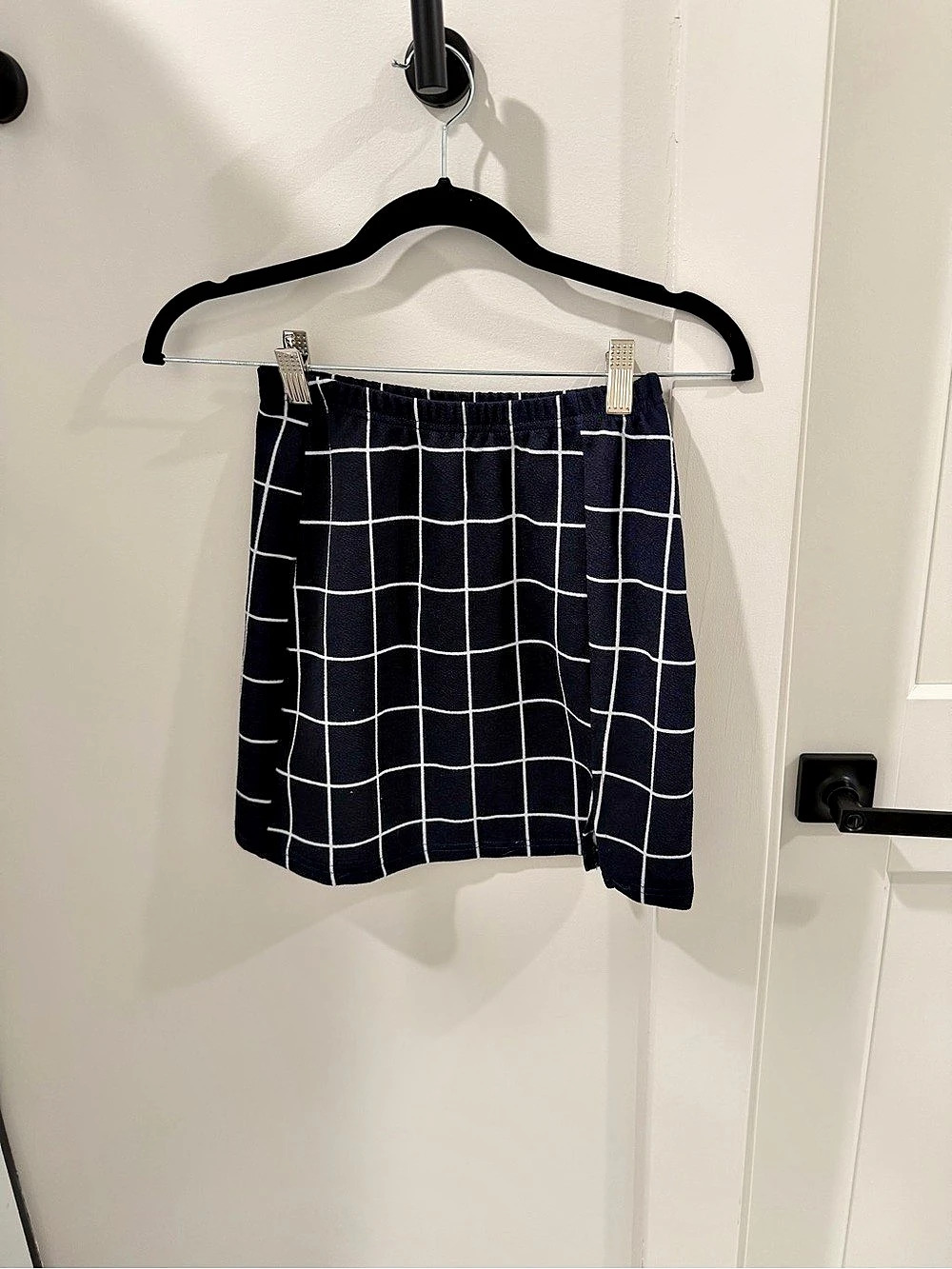 SHEIN Checkered Mini Skirt navy & White Size XS Like New